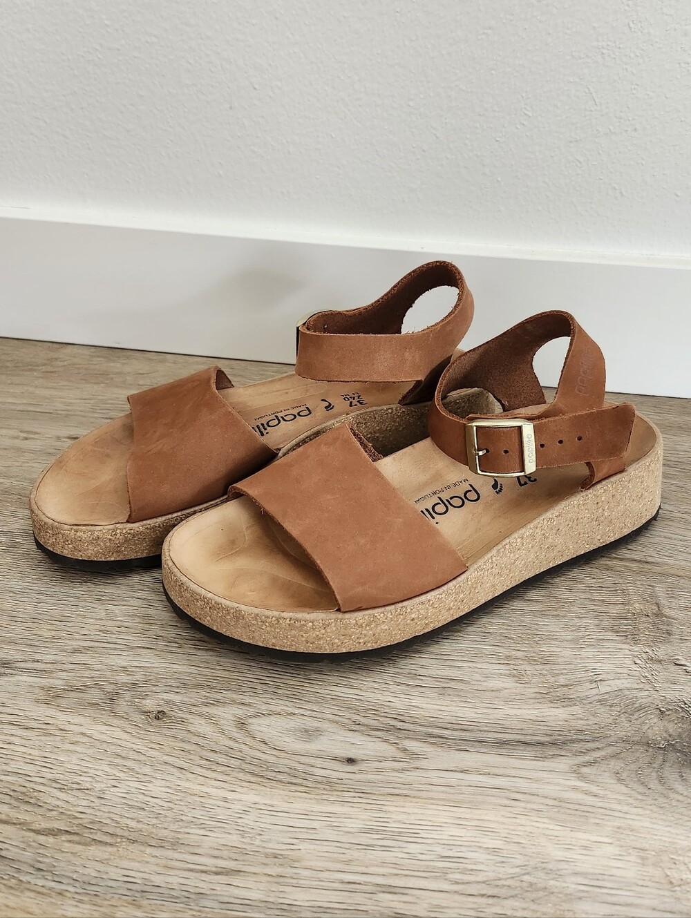 Papillio Birkenstock Glenda, Pecan, Nubuck Leather Platform Sandals 37